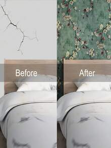 1 Roll Of Vintage Flowers, Plum Blossom Branches, Olive Green, Suitable For Home Decoration, Kitchen Cabinets, Tables And Chairs, Room Backgrounds, Home Renovation, DIY, Waterproof, Stain Resistant, Easy To Clean, Self-Adhesive, Peel And Paste Wallpaper, Wall Stickers, Wallpaper Wall Stickers. - Multicolor - View 3