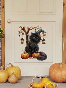 1 件万圣节黑猫墙贴、万圣节南瓜卧室贴、节日厨房贴、神秘风格万圣节客厅贴、万圣节氛围浴室贴、易于移除创意家居装饰