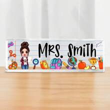 Cosas escolares personalizadas para maestros, placa de escritorio con nombre, regalo de regreso a la escuela para maestro, decoración de oficina