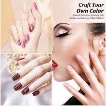 Neutral Gel Nail Polish Kit With U V Light 54W Nail Lamp Halloween 6 Colors Nude Pink Brown Soak Off Gel Nail Polish Set Nail Gel Kit No Wipe Base Top Coat Gel Manicure Kit DIY Home Tools - 玫紅色 - 查看 5