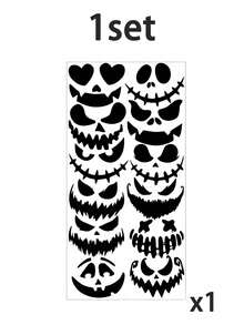 1 套万圣节南瓜表情贴纸、万圣节派对装饰贴纸、不给糖就捣蛋派对礼品、用于墙面装饰的搞笑表情贴纸、万圣节杯贴，适用于万圣节派对和主题派对装饰家居装饰万圣节装饰房间装饰秋季装饰 - 彩色 - 查看 9