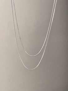Nooxian 2 piezas/set Cadena redonda de serpiente de acero inoxidable minimalista unisex