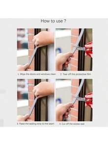 Gray 1.5cm*500cm Self-Adhesive Door/Window Sealing Strip In One Roll - Multicolor - View 4