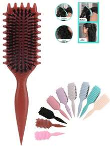 Cepillo definidor de rizos para cabello rizado, cepillo de estilo de rizos con volumen con diseño de ranura de borde, desenredador moldeador de rizos para rizos rebotones, control del frizz y definición de ondas, cepillo para cabello rizado para mujeres, herramienta para el cabello para uso húmedo o seco, ideal para uso diario o viajes, de vuelta a la escuela, artículos esenciales para viajes, accesorios para el cabello para mujeres