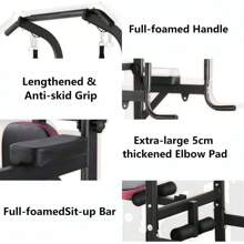 Estación de inmersión Power Tower, torre de potencia multifuncional con banco de pesas plegable, barra de dominadas para entrenamiento de fuerza en casa, incluye bandas de entrenamiento, capacidad de carga de hasta 200 kg