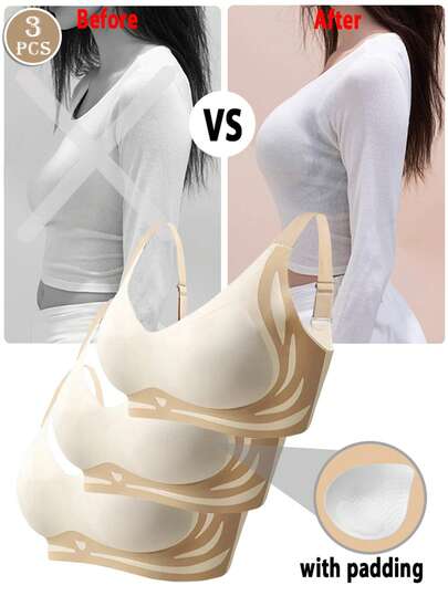 3Pcs Support Bra Adjustable Push Up Bras Set Shaping Bra Lingerie Women Side Support Anti-Sagging Underwear Women