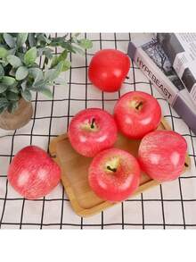 8个逼真仿真苹果，栩栩如生的假水果装饰，适用于婚礼、客厅、春季装饰、厨房装饰、逼真仿真水果派对道具、家居装饰、房间装饰、餐桌装饰、派对装饰、婚礼装饰、生日派对装饰、桌面装饰、仿真植物、厨房必备品、母亲节、母亲节桌面装饰、婚礼中心装饰 - 紅色 - 查看 9