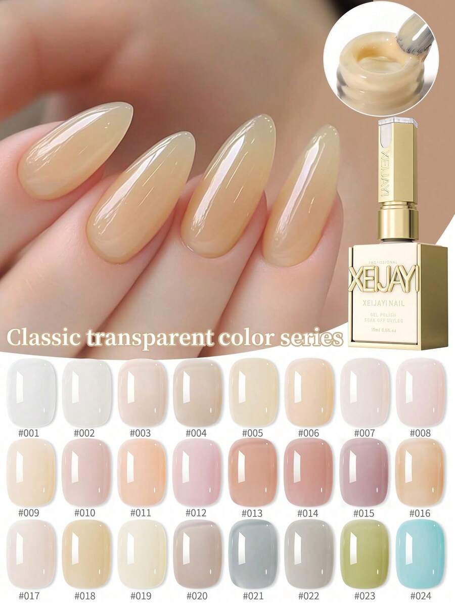 XEIJAYI 1pc Ice-Through Color Gel Nail Polish Semi Permanent Nail Art Soaking UV LED Nail Salon DIY Nail Salon Gel For Spring And Summer - Nhiều màu - Xem 1