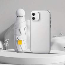 Mini paraguas ligero de 5 pliegues, paraguas de viaje compacto a prueba de viento, diseño duradero, portátil para desplazamientos, oficina, uso diario, 1 ud. - BLANCO - Ver 2