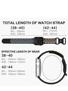 2 件硅胶彩虹镂空蝴蝶扣表带 兼容 38/40/41/42/44/45/49mm Ultra/SE/8/7/6/5/4/3/2/1（男女通用） - 黑彩虹+白彩虹 - 查看 5