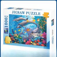 1000 片/盒拼图，伦敦塔桥，伦敦之夜，新天鹅堡，动物世界，热气球，海龟，尺寸 50*70 厘米，成人大型拼图玩具，益智减压家庭游戏，适用于家庭、客厅和办公室装饰，母亲节、新年和复活节礼物 - 彩色 - 查看 10