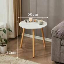 Semplice tavolino da comodino in legno rotondo con cornice in legno massiccio, mobile da piccoli spazi come tavolo da caffè laterale, per reception, ufficio, soggiorno, camera da letto