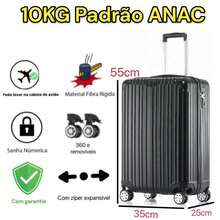 Anac Standard Travel Suitcase 10KG 55x35x25cm Boarding Bag With Expandable Zipper Removable Wheels Hand Luggage Can Take In The Airplane Cabin - 黑色 - 查看 1