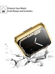1pc Gold Men Women TPU Full Cover High Definition Ultra Thin Watch Case, Anti-Drop Fashionable Casual Screen Protector Cover, For Apple Watch Case 38/40/41/42/44/45/46/49Mm, For Apple Watch Series Ultra/SE/11/10/9/8/7/6/5/4/3/2/1, Intelligent Watch Case Accessories - Gold - View 5