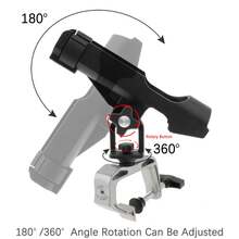 1pc 360 Degree Adjustable Fishing Rod Holder Clamp Style, Foldable Fishing Rod Stand - Black - View 3