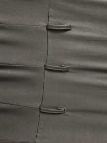 女式高腰 V 领阔腿连体裤套装（配腰带）、不对称设计 - 軍綠色 - 查看 6