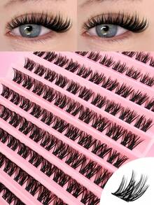 100 piezas Pestañas individuales en racimos con rizo C, pestañas postizas individuales segmentadas, extensiones de pestañas individuales en espiga, racimos de pestañas, pestañas individuales, pestañas, pestañas postizas - Negro - Ver 9