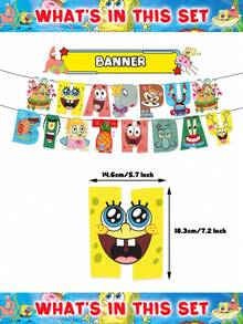 23pcs SPONGEBOB Theme Party Tableware Set, Including Octopus, Party Decorations, Banners, Latte Art, Background Cloth, Party Decoration Props Balloons, Suitable For Family Gatherings, Halloween And Christmas Parties Suitable For Family Gatherings, Weddings, Birthdays, Gift-Giving, Etc Home Decor Halloween Decor Fall Decor Room Decor Autumn Decor - Multicolor - View 8