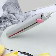 K·SKIN 1 Set Straight & Curly Hair Ceramic Electric Flat Iron, Bangs & Beard Clip, Gift Style Mini Portable Hair Straightener