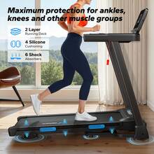 MERACH Foldable Treadmill With Incline, 7.5MPH Quiet Treadmills For Home With Double Deck Technology, 4 Silicone Shock Cushion, Heart Rate Monitoring,16.5" Wider Belt, APP, 6% Manual Incline - US A Type Plug(110-127V) - View 7