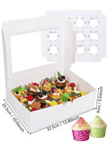 8/4pcs/1pc Cupcake Box With Window, 12 Cup Cake Box, Large Cake Box, Suitable For Birthday, Wedding, Valentine's Day, Gift Packaging Box