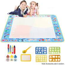 Alfombrilla mágica de dibujo con lápices mágicos reutilizables, tablero de dibujo juguete para niños, pintura Montessori para garabatear de 39X31 pulgadas (100x80 cm), vuelta al colegio