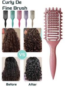 2025 New Hollow Curling Comb And Curling Brush - Designed Specifically For Curly Hair, This Comb And Brush Set Can Easily Create Various Curly Hairstyles While Minimizing Pulling And Separation. These Combs, Hair Tools, Hair Products And Accessories Are Essential For Salon Care, Back-To-School Travel, And Holiday Travel. - Multicolor - View 5