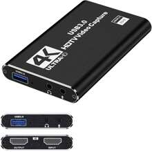 视频采集卡，音频视频采集卡，USB 3.0 采集卡 4K 高清环出，1080P 60FPS/2K 30FPS 视频游戏采集，适用于 Switch/相机/PC/OBS 流媒体播放（黑色） - 黑色 - 查看 6