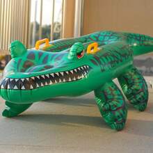 1pc Inflatable Green Crocodile Floating Board, Swimming Equipment - Green - View 2