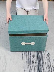 1pc Pink, Grey, Blue, Green, Purple Fabric Storage Box, Household Clothing Organizer Box, Large Capacity Foldable, Thickened Wardrobe Storage Box, Quilt Storage Box - Multicolor - View 7