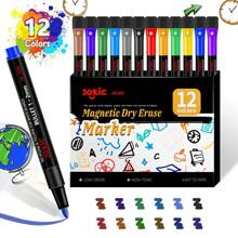 12Colors School Classroom Whiteboard Pen Dry White Board Markers Built In Eraser Student Drawing Pen Stationery,For School Supplies,Back To School