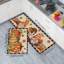 1 pieza Felpudo con estampado de gnomo y girasol para Acción de Gracias, felpudo suave antideslizante y absorbente lavable a máquina para piso de cocina, felpudo acogedor y festivo para entrada, decoración del hogar rectangular de pelo corto para sala de estar, dormitorio, cocina, lavandería, baño