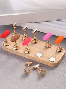 Double Row Nail Art Practice Tray With Wood Base & Magnetic Chess Pieces - Non-Slip Professional Nail Tool For Salon Training, DIY Organization & Advanced Nail Design Projects 02 - Multicolor - View 3