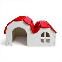 ORIZZONTE 小屋風格倉鼠屋 - 舒適、色彩鮮豔且易於組裝，倉鼠或小動物庇護所、籠舍、棲息地裝飾，14.5x9.6x8 厘米，意大利製造 - 紅色 - 查看 3