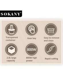 3L Stainless Steel Electric Meat Grinder, With 4 Sharp Blades, For Grinding Meat, Vegetables, Fruits And Nuts. SOKANY