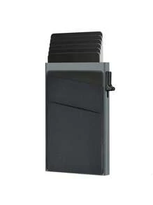 1pc, Minimalist Pop-Up Card Holder Wallet, Suitable For Men's RFID Shielding | Ultra-Thin Business Credit Card Wallet With Money Bag | Aluminum Metal Bank Card Holder, Can Store Banknotes, Coins, And Debit Cards, Is The Best Gift For Men