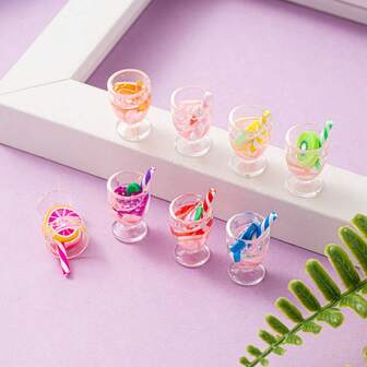 1pc Miniature Dollhouse Nightlight Fruit Straw Drink Cup, Random Style Pendant DIY Earring Accessory