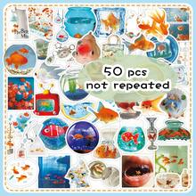 50pcs Korean Healing Dreamy Minimalist Goldfish Doodle INS Style Stationery Tissue Box Envelope Decorative Stickers - Multicolor - View 11