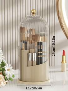1 pezzo, portapennelli per trucco rotante a 360°, con coperchio trasparente, organizer per pennelli da scrivania, porta pennelli da trucco da scrivania, supporto per esposizione di cosmetici, tubo di stoccaggio per trucco scomparto abile, porta pennelli e rossetti