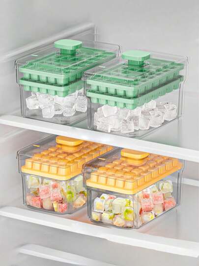 1pc One-Touch Ice Cube Tray, Easy Release Ice Maker Mold, Home Ice Cube Maker, Ice Storage Box, Suitable For Cups, Ice Buckets And Trays, Kitchen Accessories