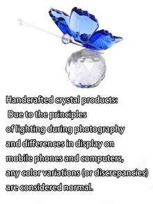 蓝色水晶蝴蝶挂饰，纯手工制作，采用几何水晶材质，具有轻巧奢华、创意透明水晶蝴蝶设计，适合作为情人节、万圣节、圣诞节和生日派对的礼物。 - 藍色 - 查看 3