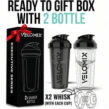 2-Pack 28oz/830ml Premium Shaker Bottles With 4 Stainless Steel Balls - Leakproof  Mixer Cups For Protein, Smoothies & Meal Replacement - Gym, Office, Travel & Home Use - Blue & Clear Combo With Measurement Marks - 盒裝精英 - 查看 3