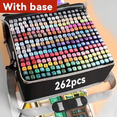 XBJ 178 Vibrant Colors Markers(Complimentary Marker Paper Included), Double-Tip Design Colouring Pens Coloring Set. Smooth Writing And Coloring Markers Alcohol.Made With Fade-Resistant Ink, These Marker Pens Are Perfect For Various Surfaces. Elevate Your Crafts And Artwork! Great For Back-To-School Shopping.