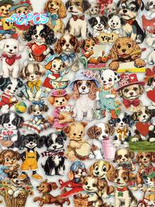 SCXXBSW 50 piezas de pegatinas transparentes de cachorros vintage americanos para decoración DIY, equipaje, guitarra, cuaderno, pegatinas creativas y divertidas de dibujos animados resistentes al agua - Multicolor - Ver 2