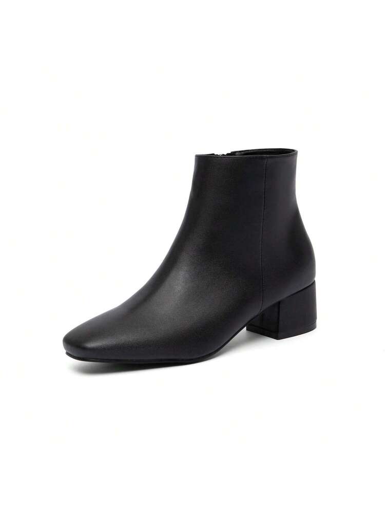 Fall/Winter 2025 Women Simple Versatile Comfortable Square Toe Mid-Low Heel Ankle Boots