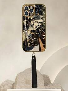 1 个白色电镀 TPU 摇滚音乐元素拼贴图案防震手机壳和 1 个白色挂绳，适用于 、Android、OPPO 手机 - 16 Pro Max、A14、A54、A52、A31 4G、A23、Redmi Note 8 Pro、Note 11 Pro 4G、Note 12 4G、OPPO A54 - 彩色 - 查看 5