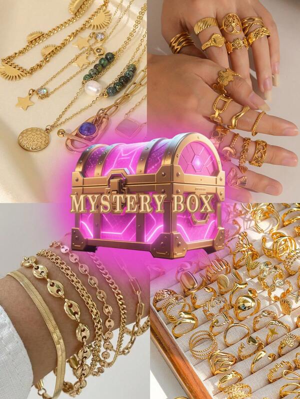 1 pieza Caja ciega misteriosa de joyería, regalo sorpresa. Caja de joyas ciega de alta calidad para mujer, que incluye collar, tobillera, pendientes, anillo, etc., ¡Adecuado como regalo para familiares, parejas, amigos y también imprescindible para el Día de la Madre!