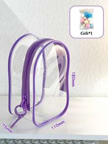 Chic Monster Clear PVC Storage Bag, Dustproof Transparent Protective Display Case For Standing/Sitting Figures, Portable & Waterproof PVC Organizer With Keychain For Dolls Such As Labubu, Cables Add Earbuds, FeatureValentine's/Christmas Gifts (Doll Not Included), For Labubu - Multicolor - View 10