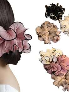 4 件套优雅简约纯色女士褶皱头带，时尚弹力发带适合日常佩戴、情人节约会 - 查看 6