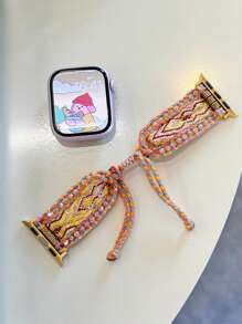 1 条适用于 38 毫米 40 毫米 42 毫米 44 毫米 41 毫米 45 毫米 46 毫米 49 毫米 Ultra Watch Series 10 9 8 7 6 5 4 3 2 的 Galaxy White Bohemian 手链腕带，适用于女式 表带